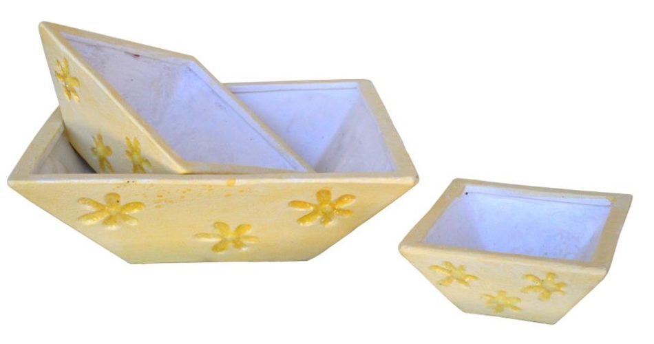 Set de 3 centros amarillos de cerámica