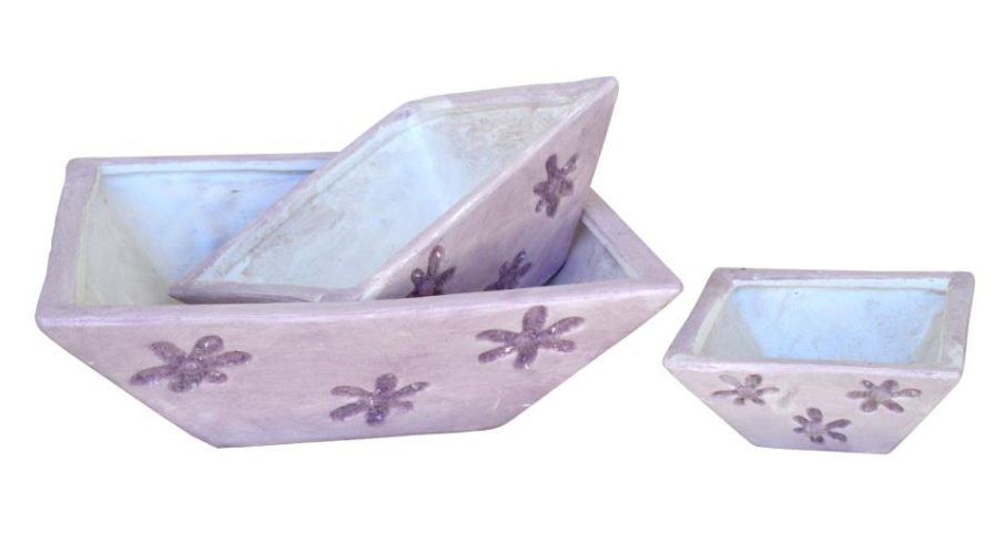 Set de 3 centro de malva de cerámica