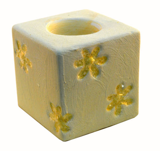 Candelabro amarillo de cerámica