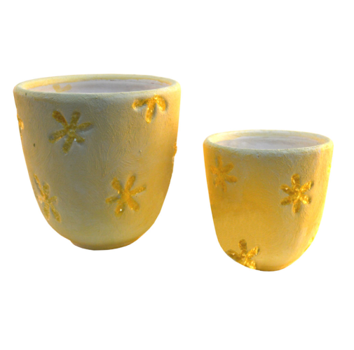 Set 2 maceteros amarillos de cerámica