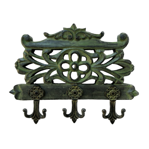 Percha madera y forja 3 ganchos