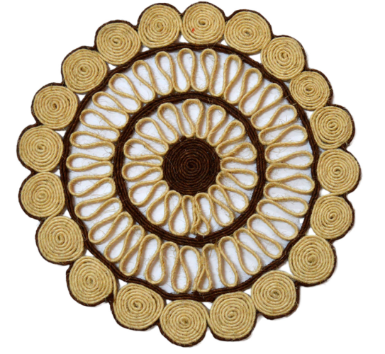 Salvamantel redondo de sisal natural y marrón