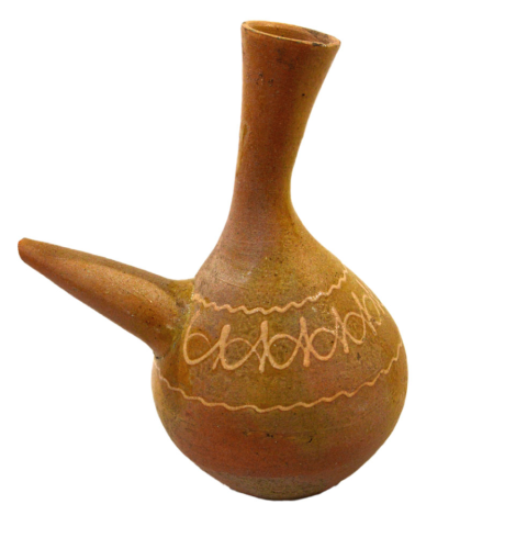 Botijo de barro con diseño