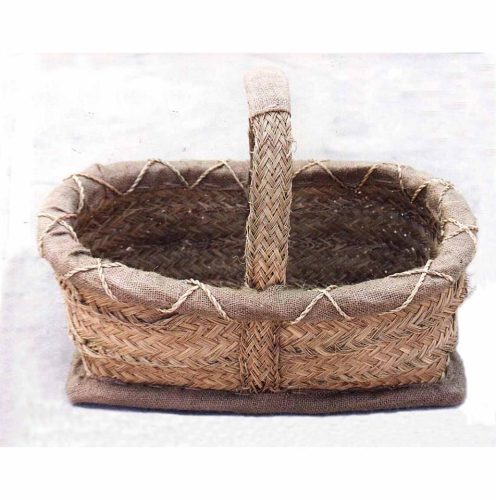 Cesta rectangular esparto y saco