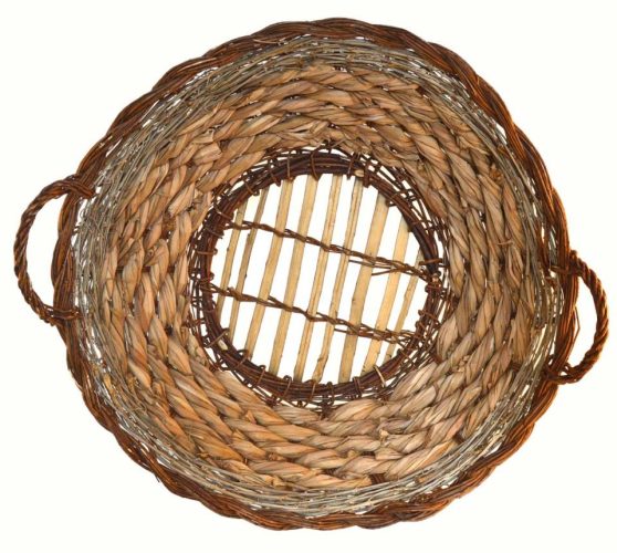 Plato anea, olivo y mimbre rústico