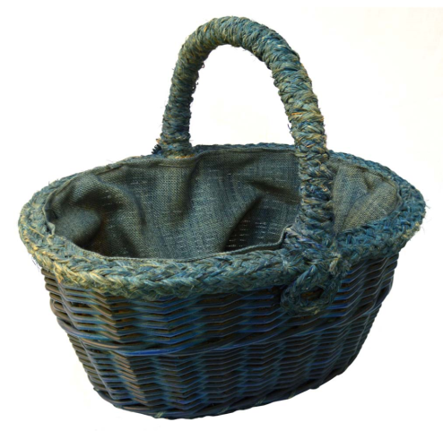 Cesta azul mimbre forro yute