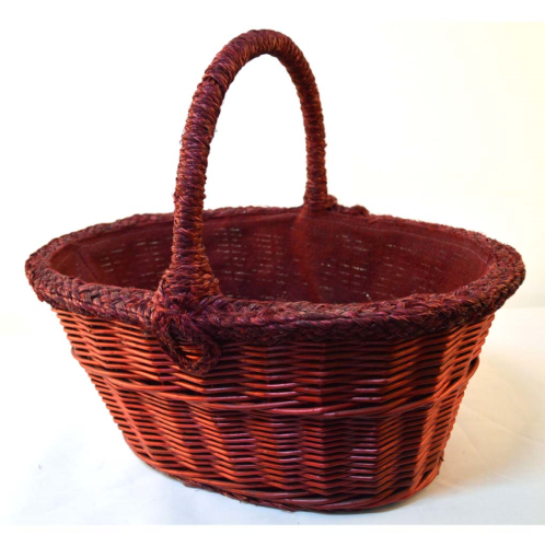 Cesta roja mimbre forro yute