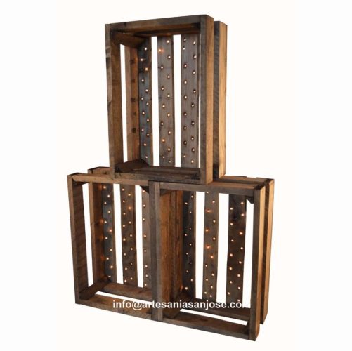 Conjunto de 3 estantes color nogalina con luz