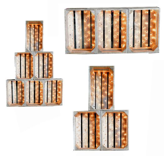 Conjunto 3 estantes blancos decapado con luz