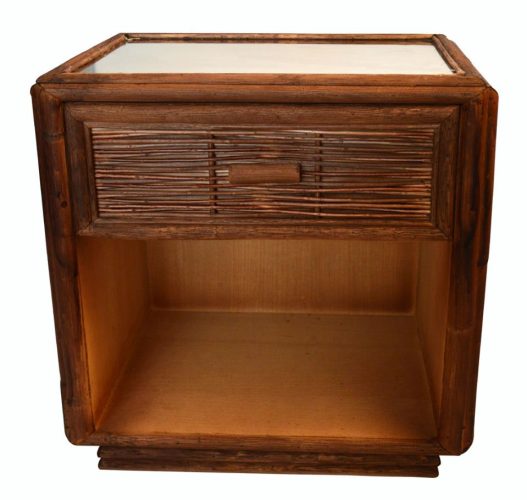 Mesita de junco color nogal