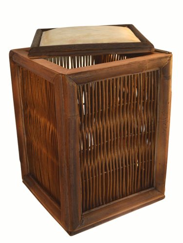 Taburete junco con tapa color nogal