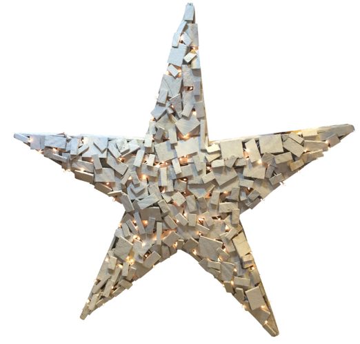 Estrella madera blanca con luz