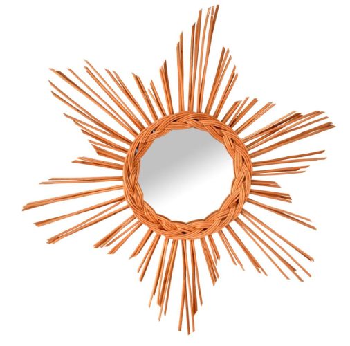 Espejo sol mimbre buff