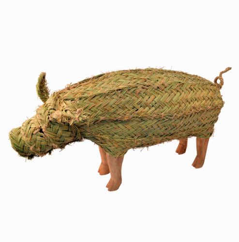 Cerdo esparto y madera