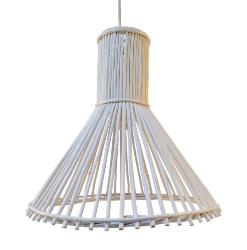 Lámpara mimbre color blanco