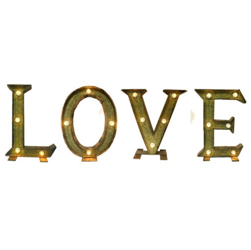 Letrero  "LOVE" esparto con luz" (100 cms)