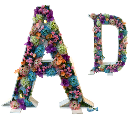 Letra flores con instalación