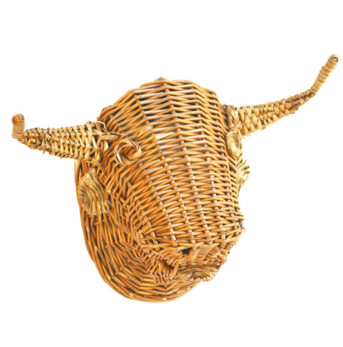 Cabeza de toro mimbre blanco