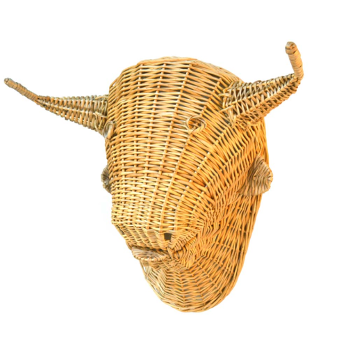 Cabeza de toro mimbre blanco