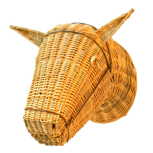 Cabeza de caballo mimbre blanco