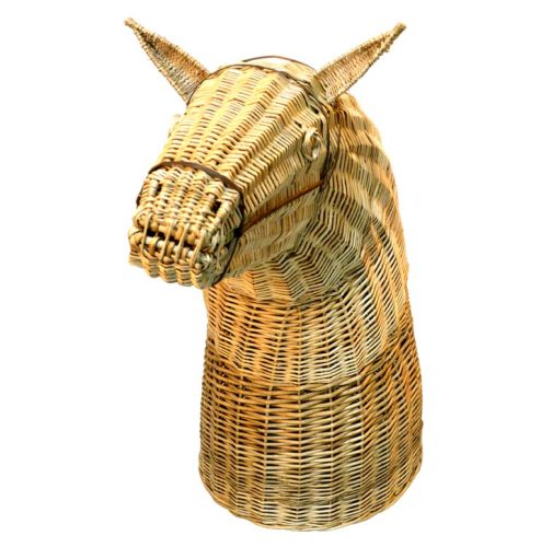 Cabeza de caballo mimbre blanco