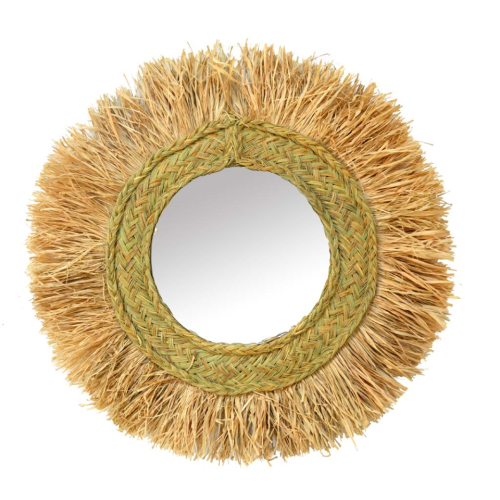 Espejo rafia y esparto