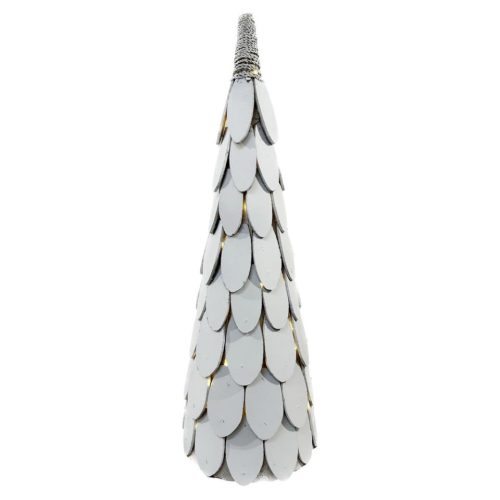 Árbol cono hojas madera blanco con luz