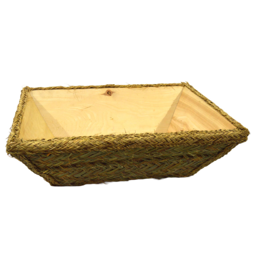 Bandeja de madera y esparto