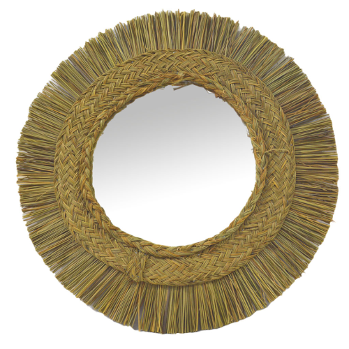 Espejo redondo de esparto