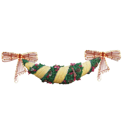 Guirnalda navideña iluminada con lazos