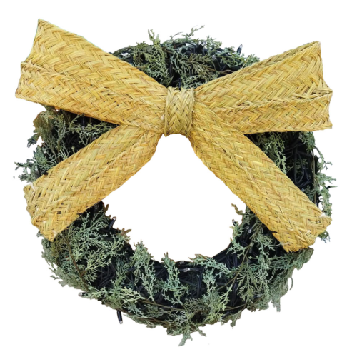 Corona de cipres iluminada con lazo