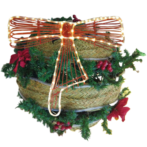 Bola navideña iluminada con lazo