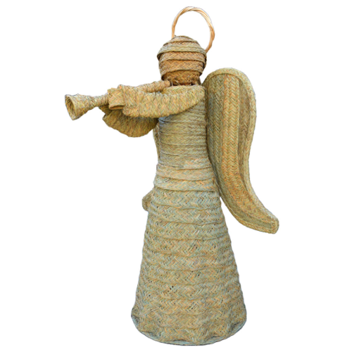 Ángel de esparto con trompeta
