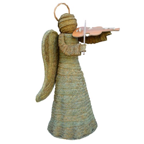 Ángel de esparto con violín