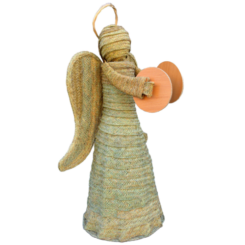 Ángel de esparto con platillos