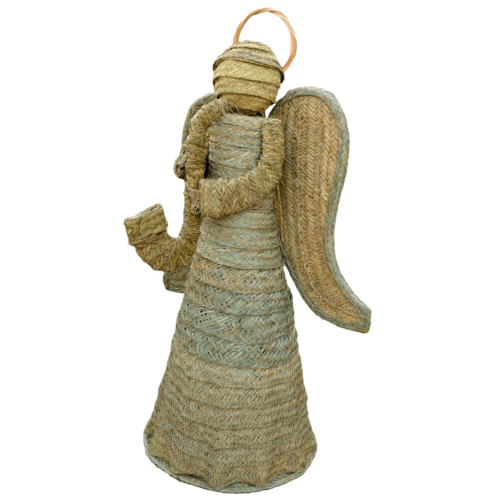 Ángel de esparto con saxofón