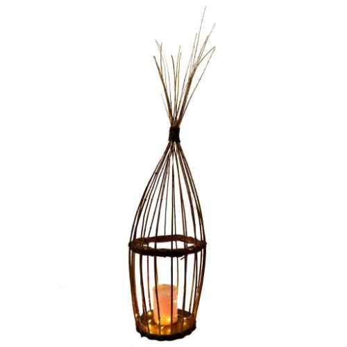 Candelabro / Farol de mimbre y madera