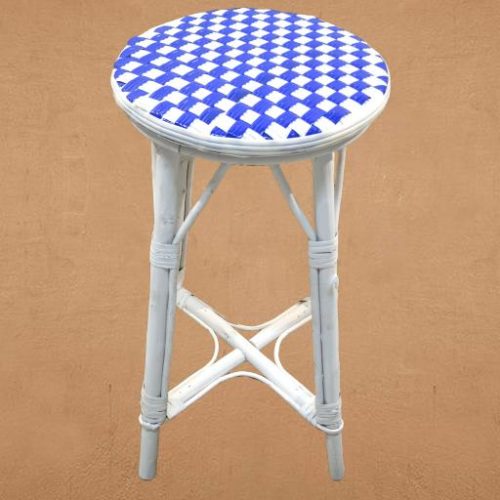 Taburete de cuadros azul y blanco