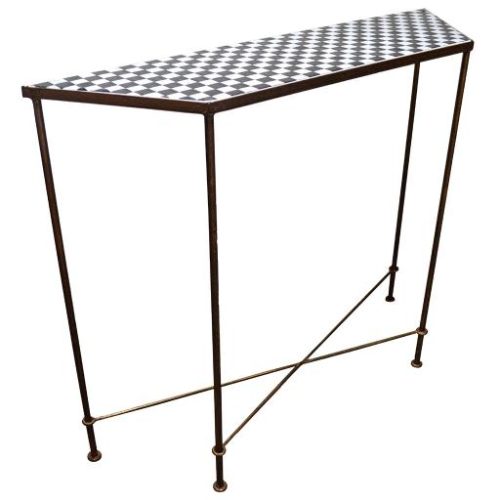 Consola / Mesa alta de cuadros y patas cobrizas