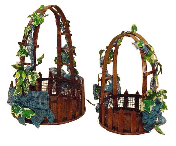 Set 2 cestas redondas adorno hiedra