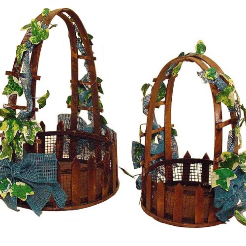 Set 2 cestas redondas adorno hiedra
