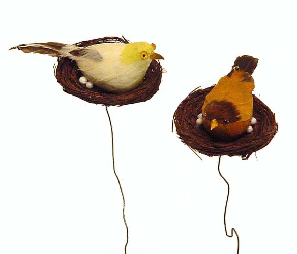 Set de 6 pájaros con nido
