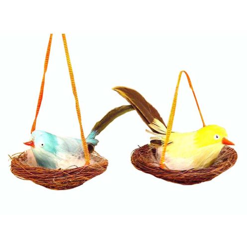 Set de 12 pájaros con nido para colgar