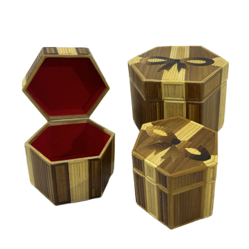 Set de 3 joyeros de bambú