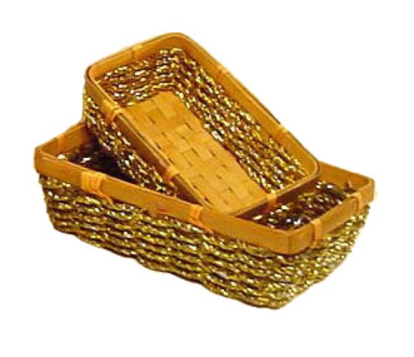 Set de 2 bandejas rectangulares doradas