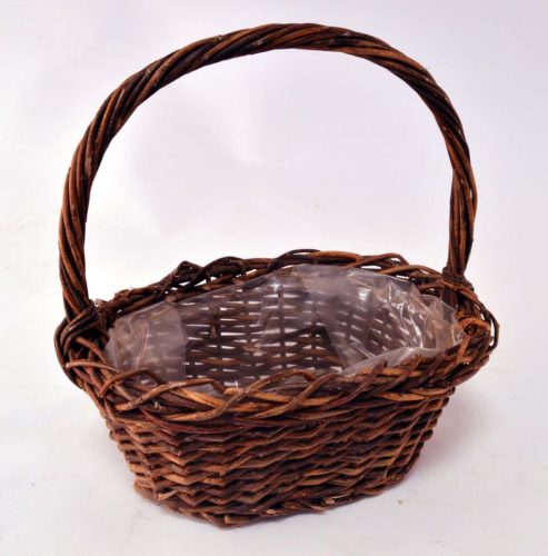 Cesta mimbre rústico forro plástico