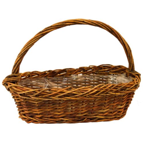 Cesta mimbre rústico forro plástico