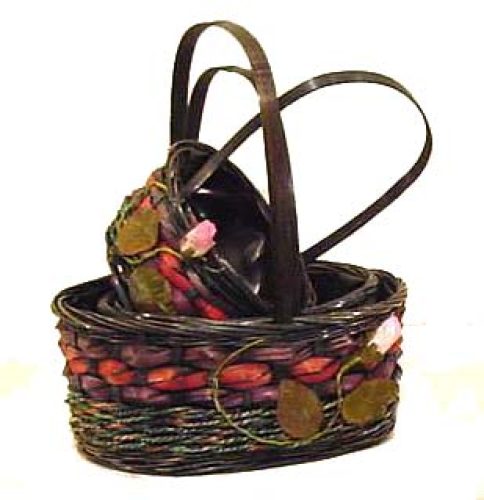 Set 3 cestas ovaladas forradas