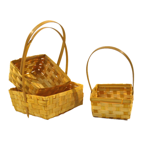 (Oferta) Set de 3 cestas cuadradas de bambú
