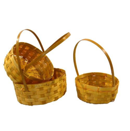 (Oferta) Set de 3 cestas redondas de bambú